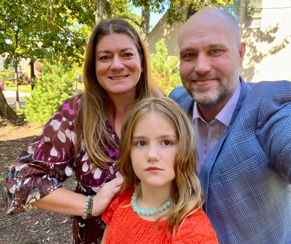 Oldham Family Upper Arlington together outside dressed up for a wedding