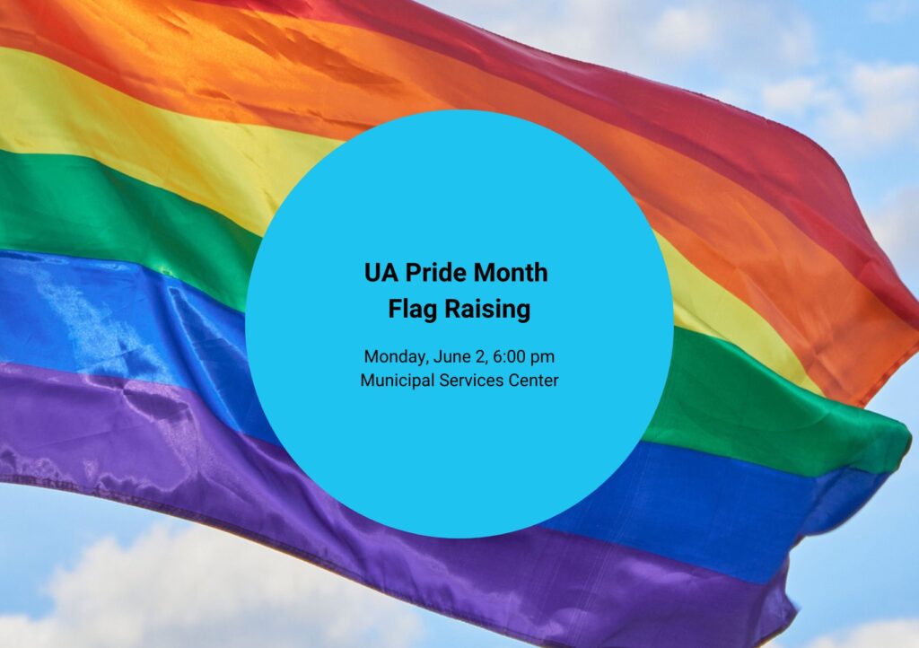 UA Pride Month Flag Raising graphic