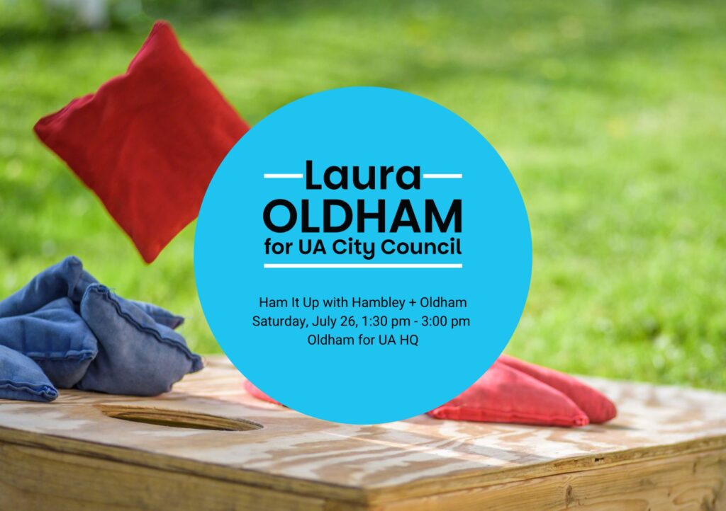 Ham It Up with Hambley and Oldham, campaign event graphic for Bryan Hambley and Laura Oldham