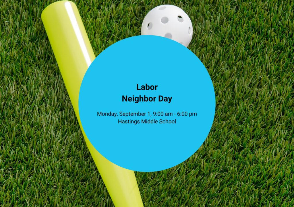 Campaign graphic with wiffle ball and bat on grass